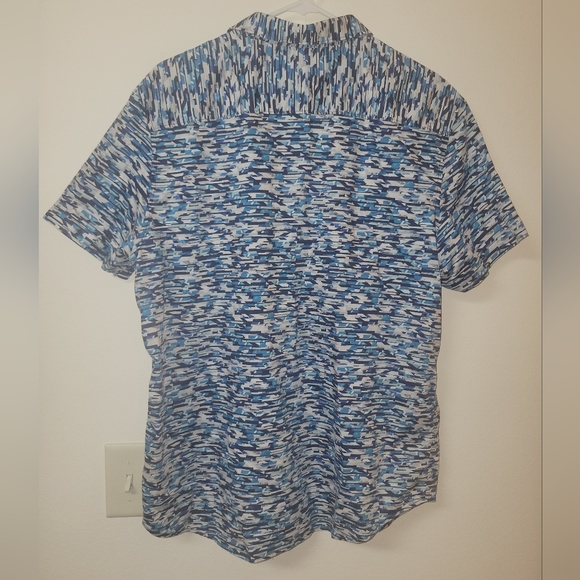 Calvin Klein Pixelated Mosaic Blue Button Down Shirt - Picture 13 of 13